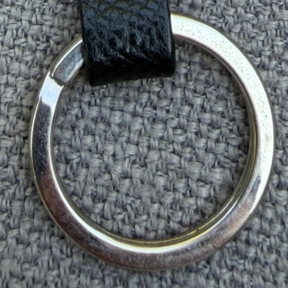 1990s Black Bvlgari Keychain Soft Leather Designer Minimalist OS‎